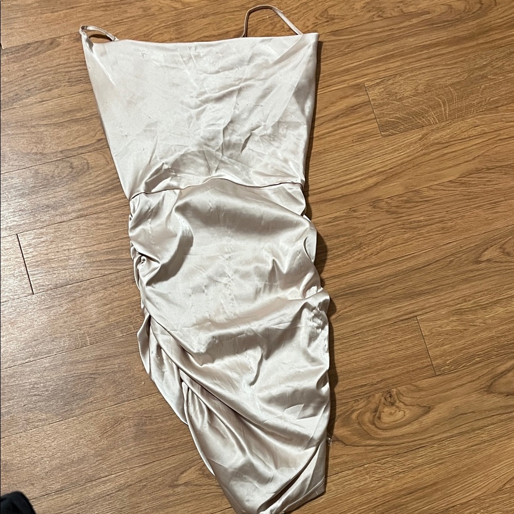 Elegant Cream Ruched Dress